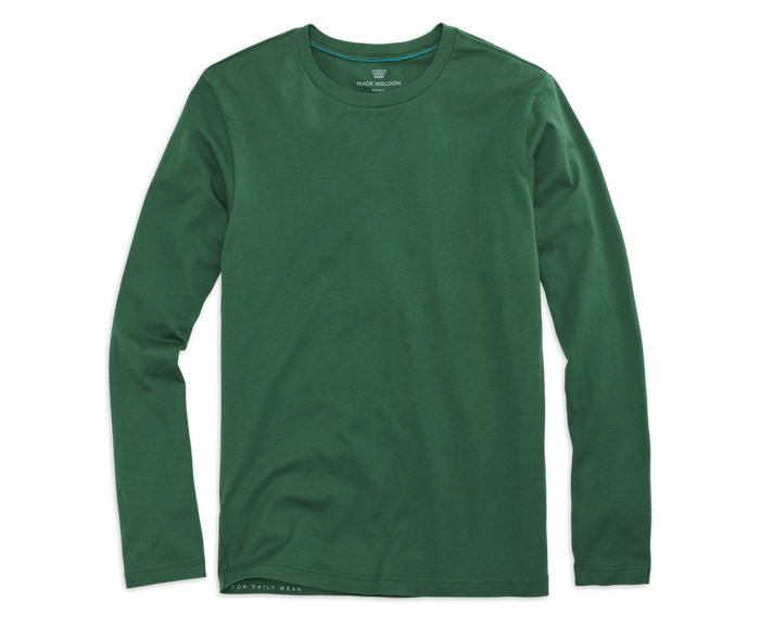 Rainforest | Front view of Pima Long Sleeve T-Shirt in Rainforest