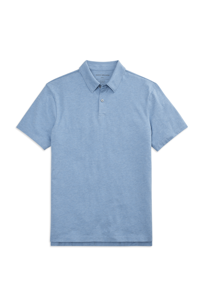 Seaplane Heather | Front view of Pima T-Shirt Polo in Seaplane Heather