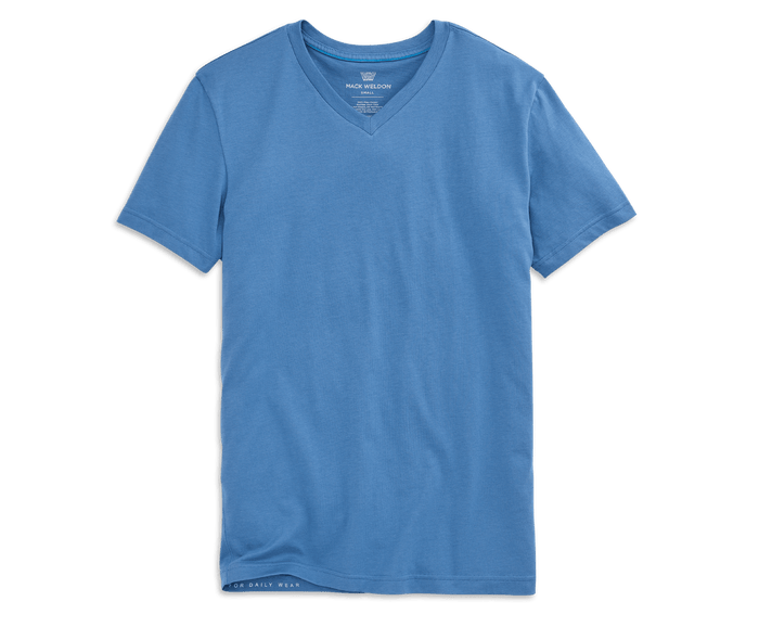 Comet Blue | Front view of Pima V-Neck T-Shirt in Comet Blue