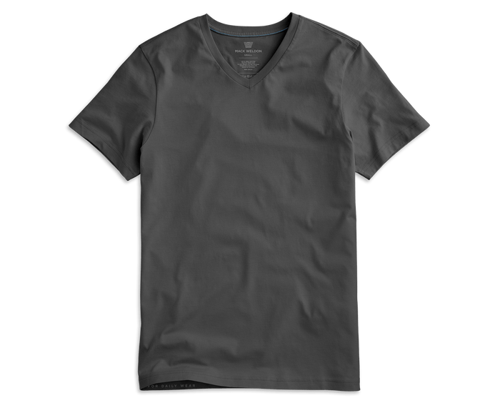 Asphalt | Front view of Pima V-Neck T-Shirt in Asphalt
