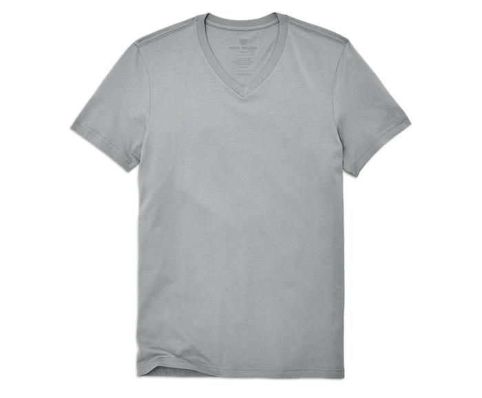Monument | Front view of Pima V-Neck T-Shirt in Monument