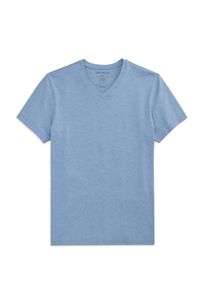 Seaplane Heather | Front view of Pima V-Neck T-Shirt in Seaplane Heather