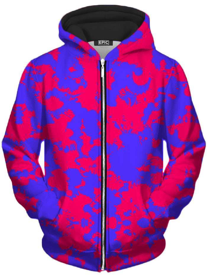 Pink and Violet Paint Splatter Unisex Zip-Up Hoodie Big Tex Funkadelic Epic Hoodie