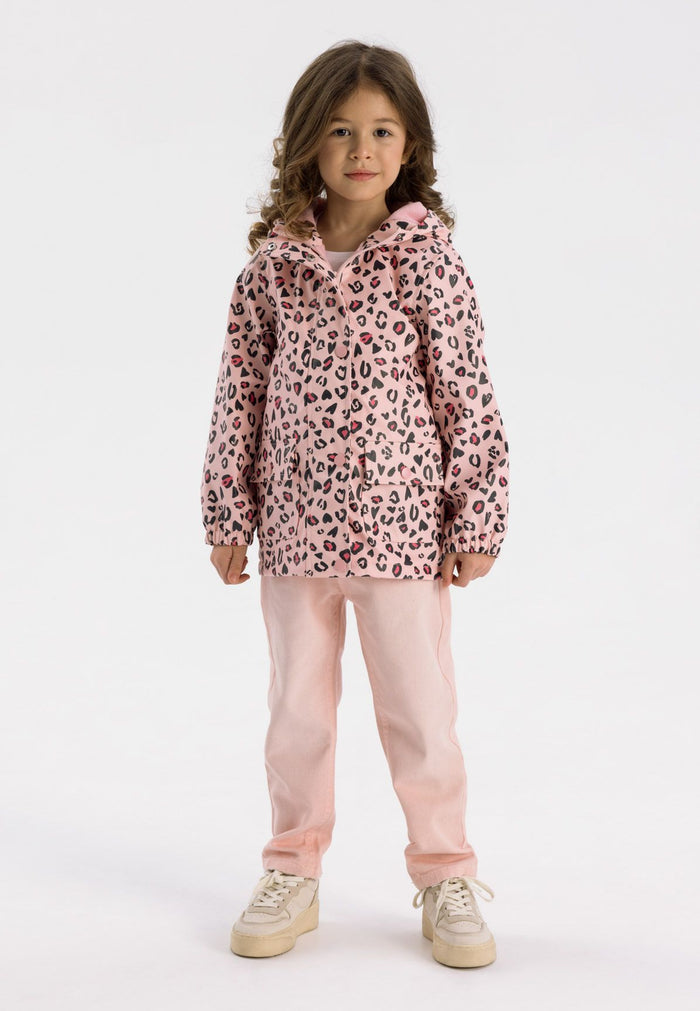 Hooded Rain Jacket, Leopard Print, Pink - 1