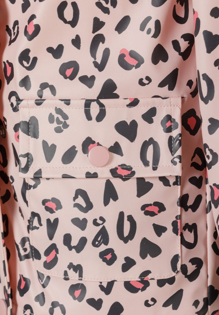 Hooded Rain Jacket, Leopard Print, Pink - 4