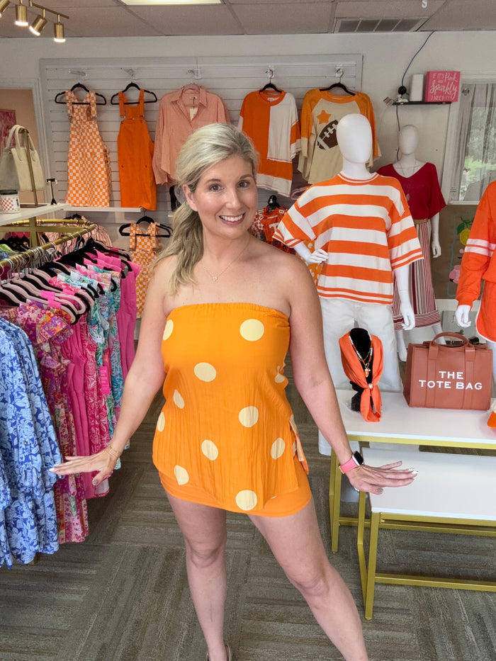 Polka Dot Mini Skirt – Tennessee Game Day Orange