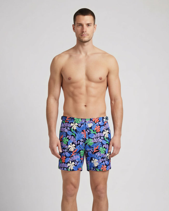 POOL FLAT TROPICAL SWIM SHORT - NAVY