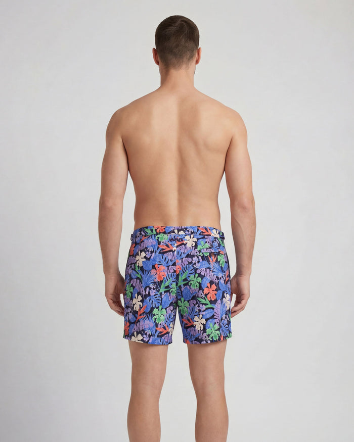 POOL FLAT TROPICAL SWIM SHORT - NAVY
