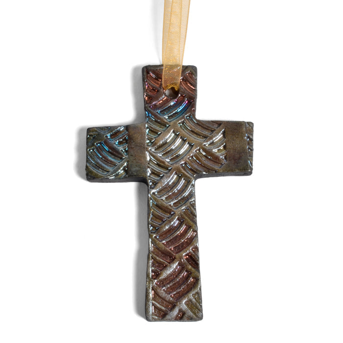 PotTerre Raku Pottery Cross Ornament