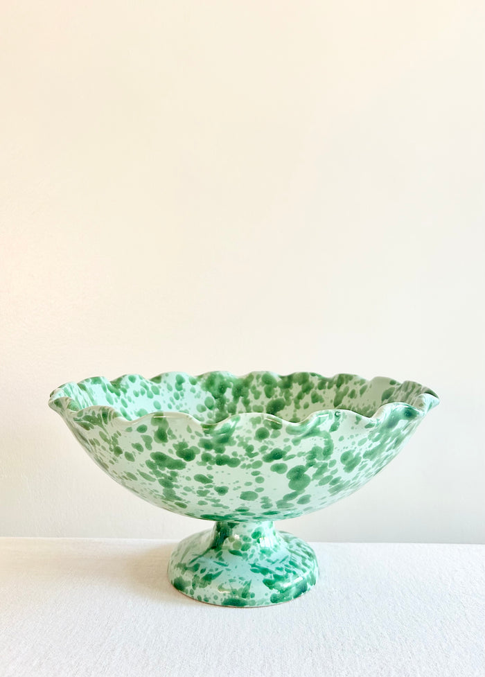 PRE-ORDER - Pompeii Scalloped Compote - Jade -  13"