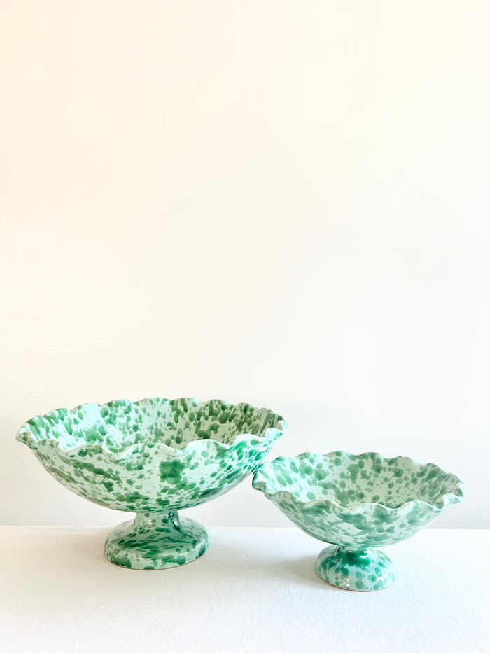 PRE-ORDER - Pompeii Scalloped Compote - Jade -  13"