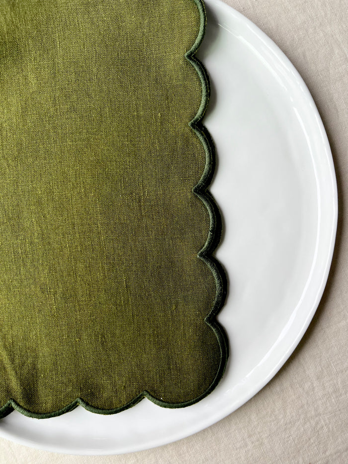 PRE-ORDER Scalloped Forest Napkins - S/4