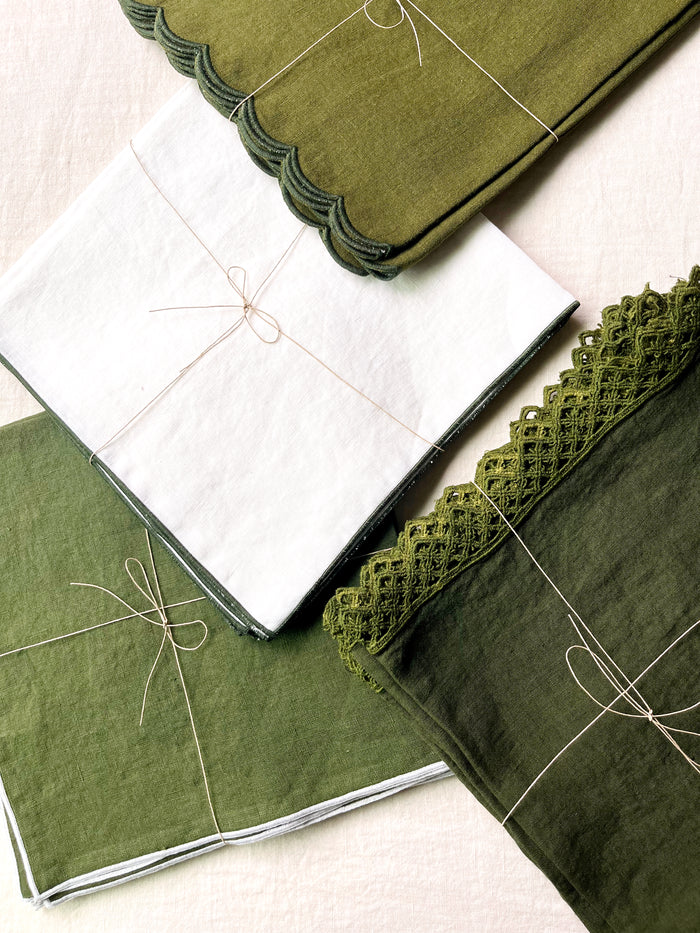 PRE-ORDER Scalloped Forest Napkins - S/4