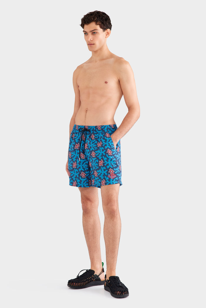Printed Swim Short - Blue/Red BAM