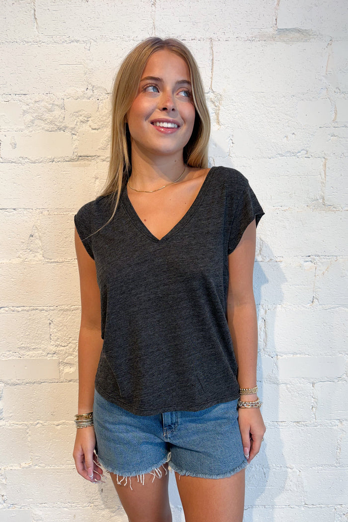 Project Social T Canyon V-Neck Tee Black, adeline boutique, dallas boutique, boutique