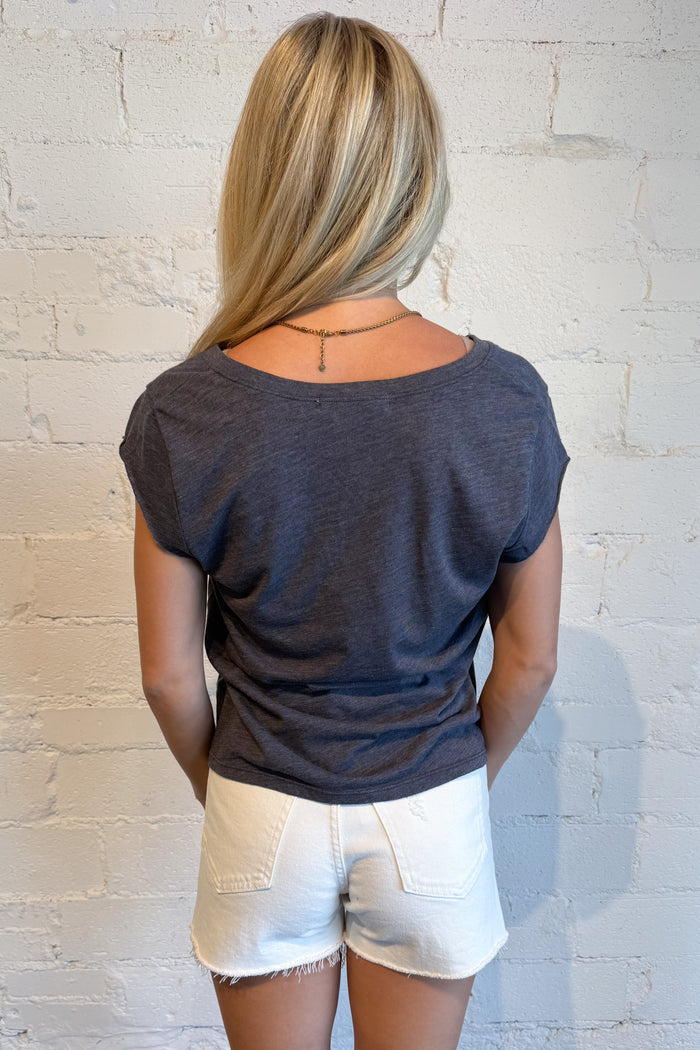 Project Social T Canyon V-Neck Tee Grey Back, adeline boutique, dallas boutique, boutique