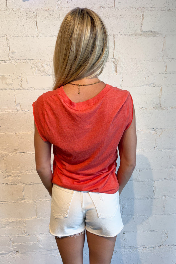 Project Social T Canyon V-Neck Tee Coral Back, adeline boutique, dallas boutique, boutique