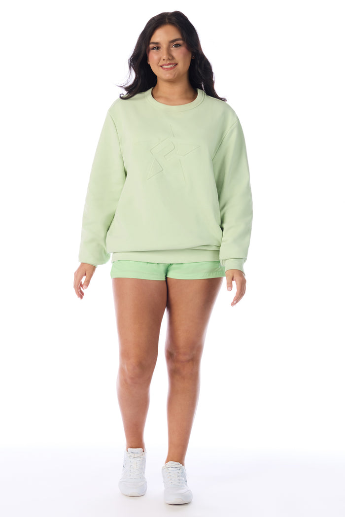 Pullover in Pistachio Embossed Rebel Mark