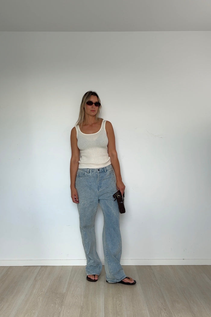 Pure Cashmere Ribbed Tank Coconut