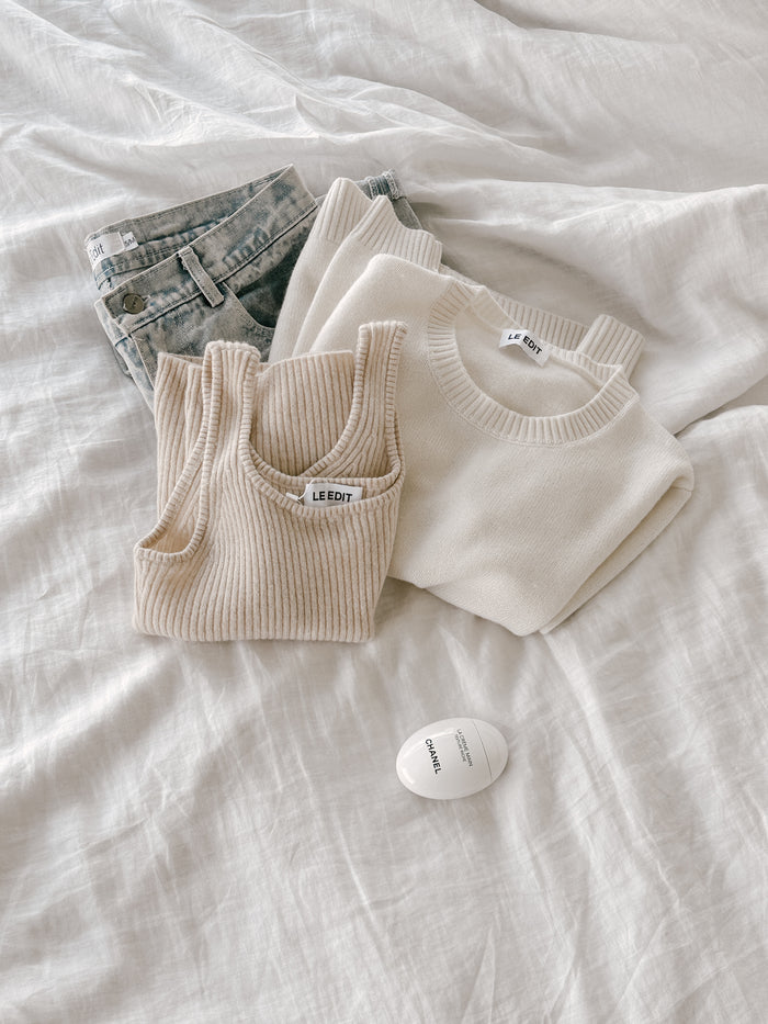 Pure Cashmere Ribbed Tank Coconut