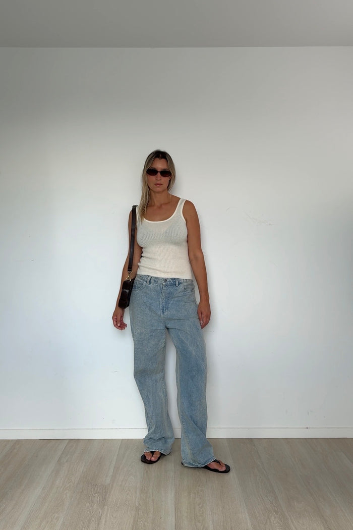Pure Cashmere Ribbed Tank Coconut