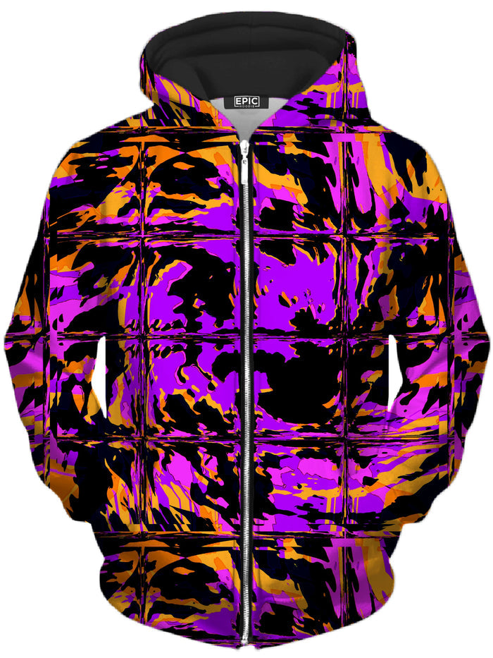 Purple Blackout Rave Glitch Unisex Zip-Up Hoodie Big Tex Funkadelic Epic Hoodie