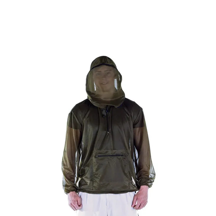 Pyramid midge jacket being worn by a man with the hood up shown from the front