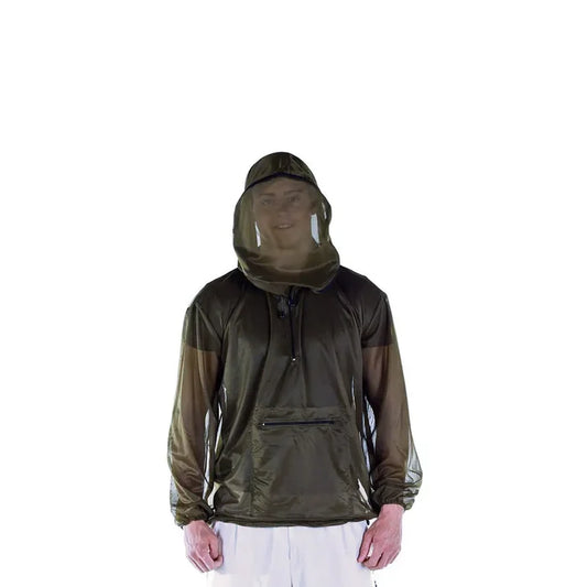 Pyramid midge jacket being worn by a man with the hood up shown from the front