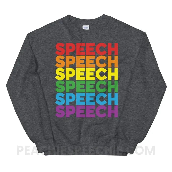 Rainbow Speech Classic Sweatshirt - Dark Heather / S - Hoodies & Sweatshirts peachiespeechie.com