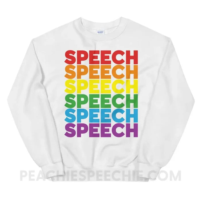 Rainbow Speech Classic Sweatshirt - White / S - Hoodies & Sweatshirts peachiespeechie.com