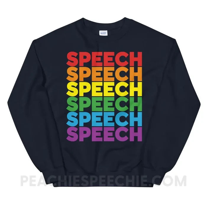 Rainbow Speech Classic Sweatshirt - Navy / S - Hoodies & Sweatshirts peachiespeechie.com