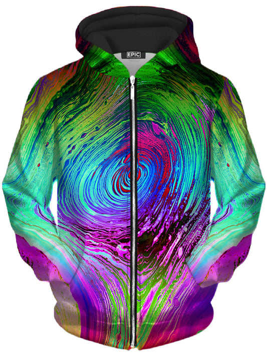 Rainbow Vortex Unisex Zip-Up Hoodie BrizBazaar Epic Hoodie