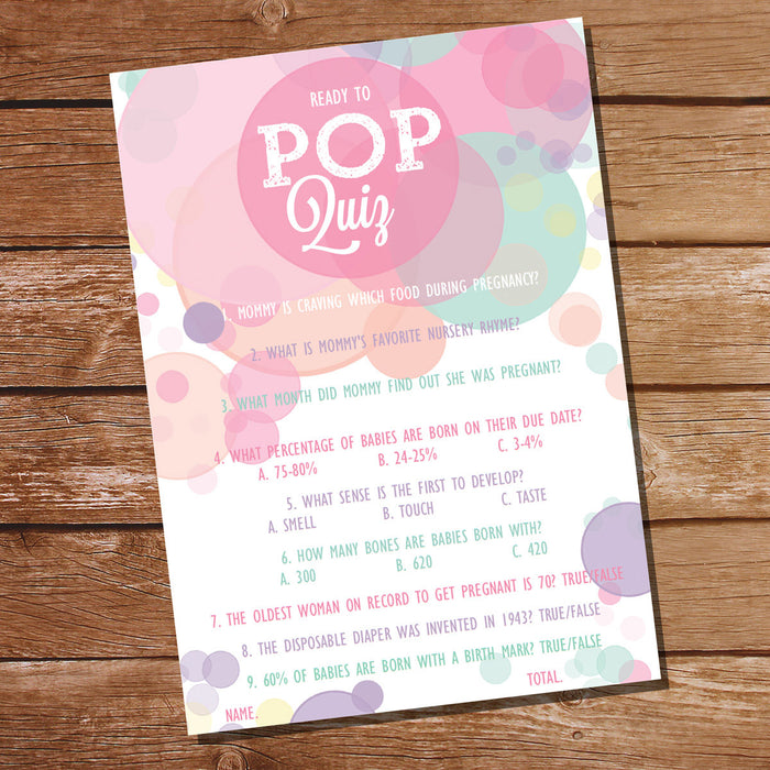 Ready To Pop Baby Shower Pop Quiz