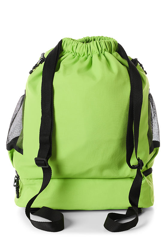 Rebel Drawstring Tote Bag in Lime Green