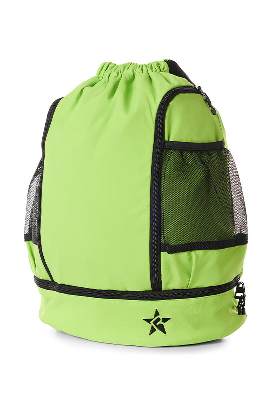 Rebel Drawstring Tote Bag in Lime Green