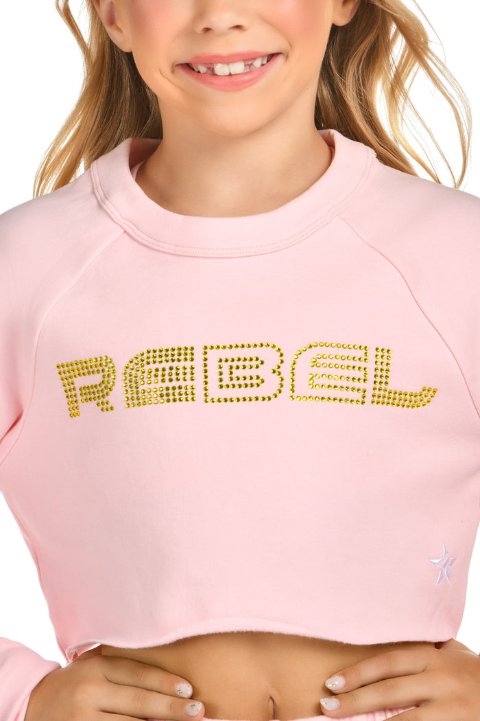 Rebel Level® Cropped Pullover in Powder Pink
