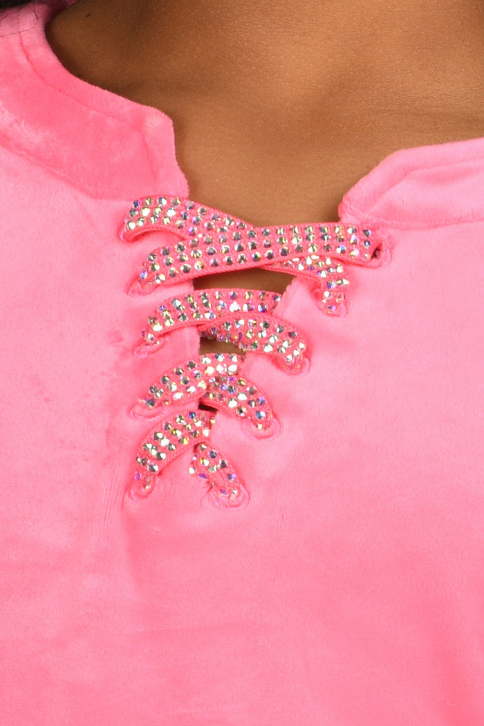 Rebel Mode Pullover in Electric Pink