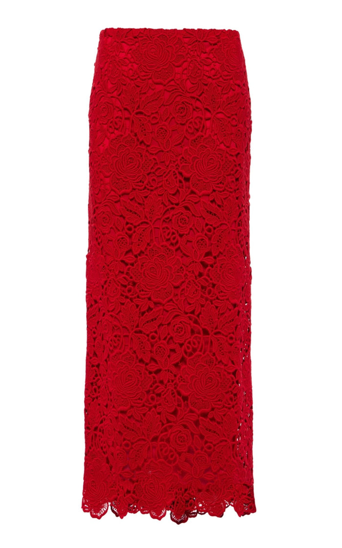 Valentino Floral Guipure Lace Pencil Skirt - Runway Catalog