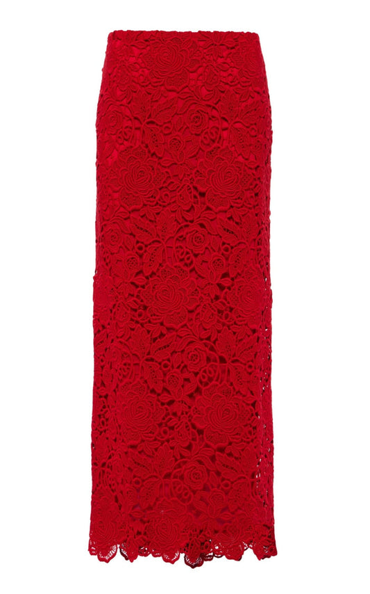 Valentino Floral Guipure Lace Pencil Skirt - Runway Catalog