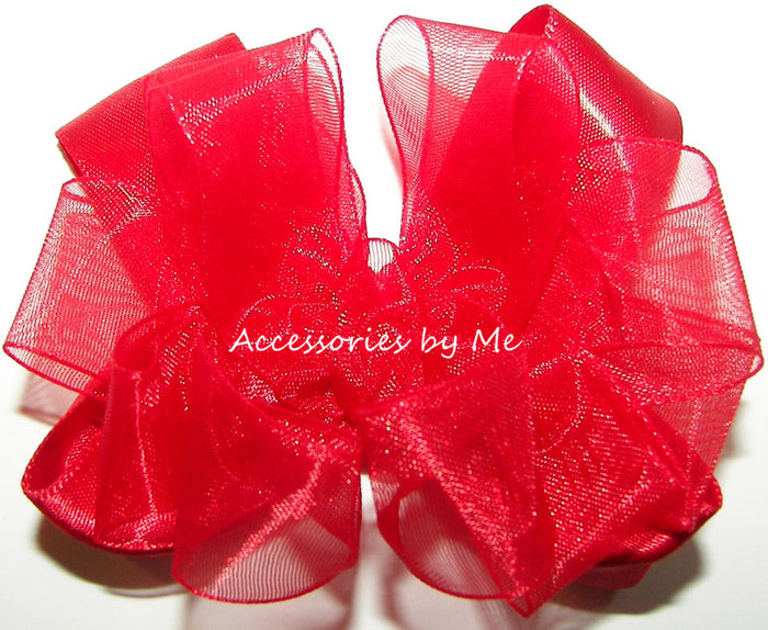 Red Organza Satin Hair Clip