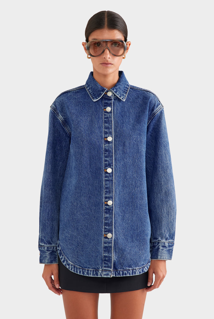 Relaxed Denim Shirt - Mid Indigo