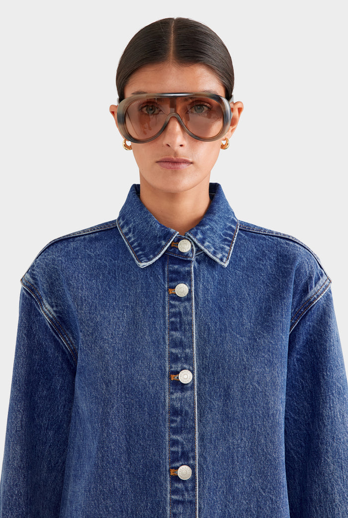 Relaxed Denim Shirt - Mid Indigo
