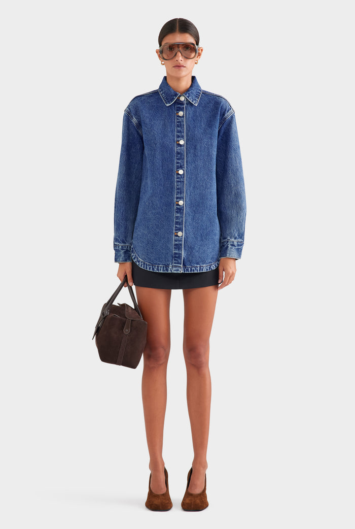 Relaxed Denim Shirt - Mid Indigo