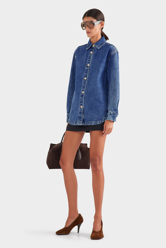 Relaxed Denim Shirt - Mid Indigo