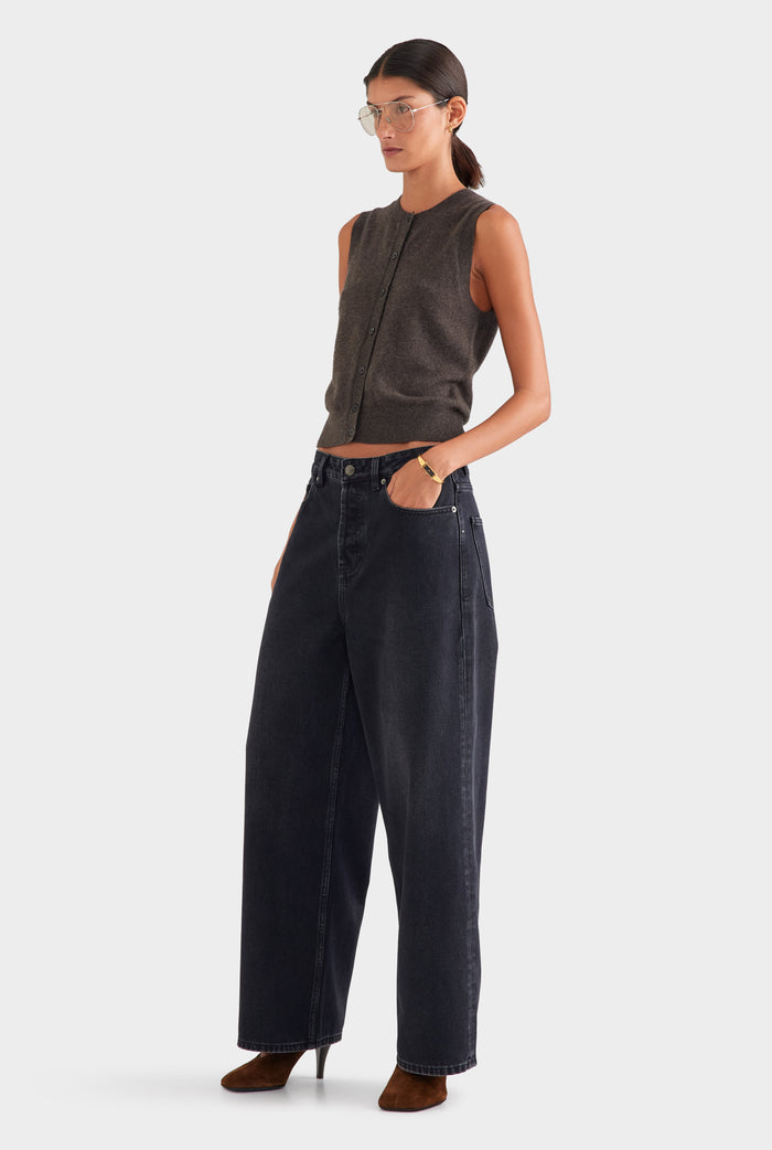 Relaxed Low Rise Denim Jean - Washed Black