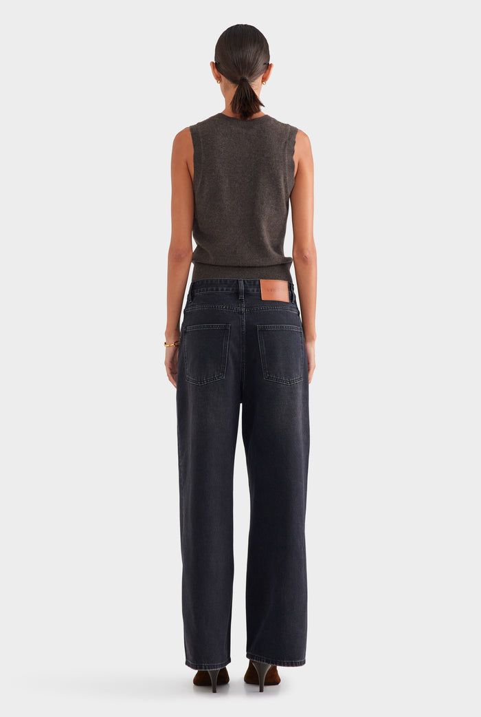 Relaxed Low Rise Denim Jean - Washed Black