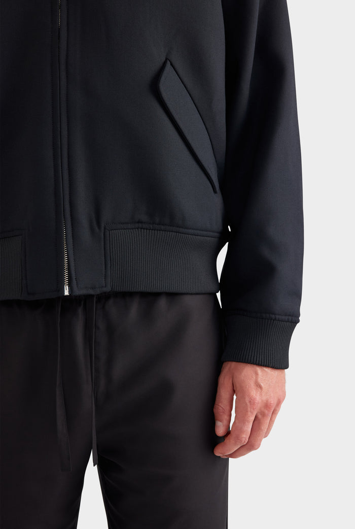 Relaxed Wool Bomber Jacket - Black