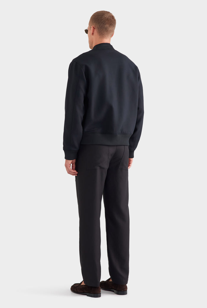 Relaxed Wool Bomber Jacket - Black