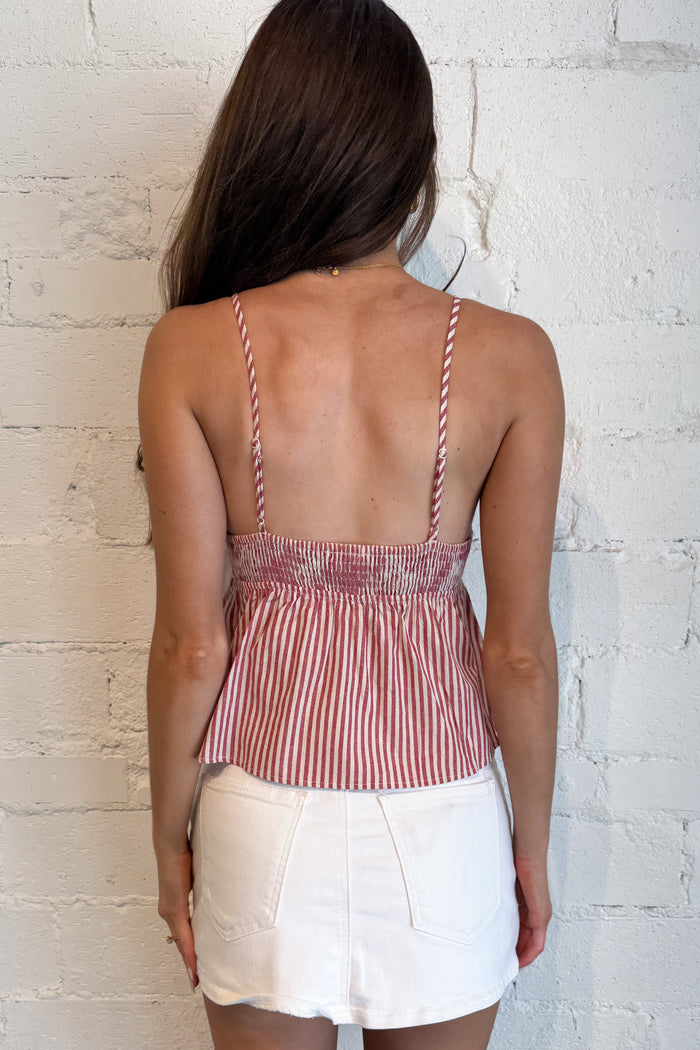 Retro Red Stripe Top Back, adeline boutique, dallas boutique, boutique