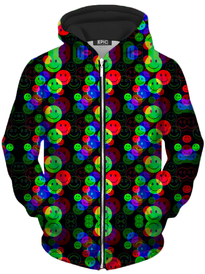RGB Smile Glitch Unisex Zip-Up Hoodie Big Tex Funkadelic Epic Hoodie